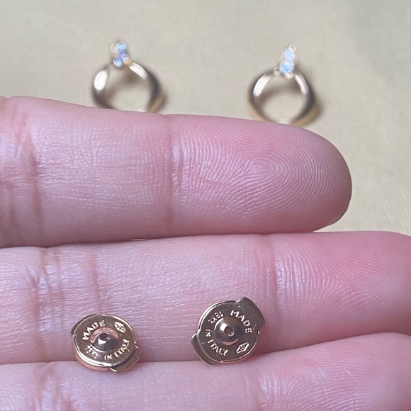 OMEGA Dewdrop 18K Yellow Gold Diamond Earrings - Picture 7 of 12